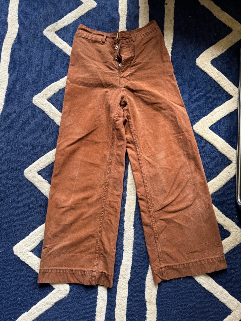 Jesse Kamm Wide-Leg Pants in Rust Brown